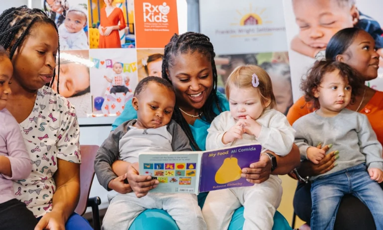 Mothers and infants participate in the Rx Kids launch event in Detroit. Photo by Nick Schrader